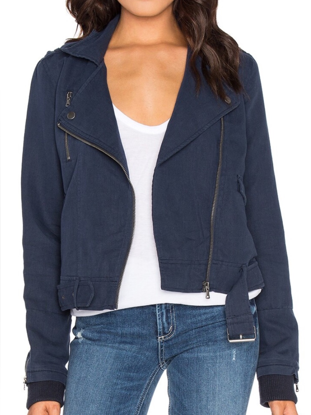 PAIGE Navy Utility Moto Jacket